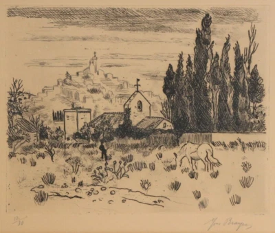 Yves BRAYER Lithografie Südfrankreich Provence Camargue handsigniert lithograph - Bild 1 von 4