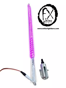 SINGLE 3FT quick disconnect PINK LED light whip SXS ATV UTV rzr 4 wheeler RZR - Picture 1 of 3