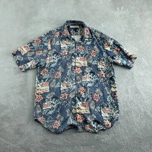 Tommy Bahama Mens Hawaiian Shirt 100% Silk Floral & Scenic Print Size M 5473 - Picture 1 of 9