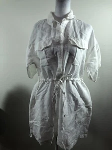 French Connection Women's Summer White Collar Button Front Shirt Dress Sz Small - Picture 1 of 7