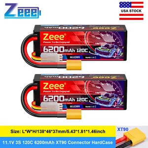 2xZeee 11.1V 120C 6200mAh 3S Lipo Battery XT90 Plug for RC Car Tank Truck Racing - Picture 1 of 6
