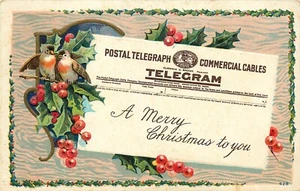 Postal Telegraph Commerical Cable Christmas Postcard - Picture 1 of 2