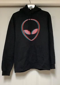 Port & Company Pullover Hoodie Jacket Large Cotton Blend Alien Print Black - Picture 1 of 20