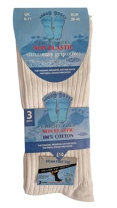 Mens Sports white Socks Set of 3 Pairs Cotton Non Elastic Easy Grip Mens 6-11 - Picture 1 of 5