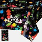Neon Birthday Table Cloth, Disposable Plastic Neon Glow Table Cloths, 108*54 In