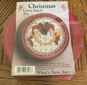 Vintage What's New Inc Christmas Tin Cross Stitch Kit 028107 Noel New Old Stock - Picture 1 of 5