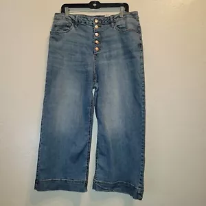 Jeans pantalone donna Time & True taglia 16 Capri crop lavaggio medio bottoni mosche elasticizzato - Foto 1 di 6