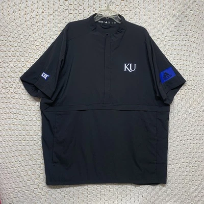 University of Kansas Jayhawks Adidas Shirt Men’s 2XL Black 1/4 Zip Short Sleeve - Image 1 of 4