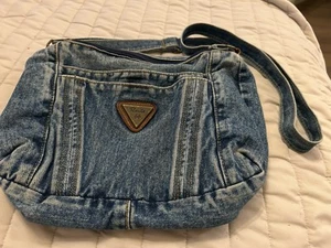 Vintage Denim 90’s Blue Jean Purse Double Zipper “Route 66” Shoulder/Cross Body - Picture 1 of 12
