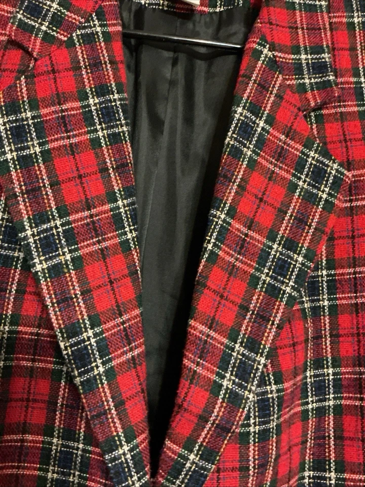 Traje Blazer Norton Mcnaughton Mujer Talla 6 Mezcla de Lana Rojo Chaqueta a Cuadros Forrada De Colección Foto 1 de 4