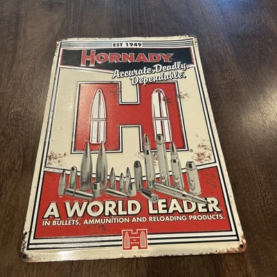 HORNADY RELOADING sign reloading sign  2ND AMENDMENT TIN SIGNAGE FUNNY MAN CAVE - Image 1 of 3