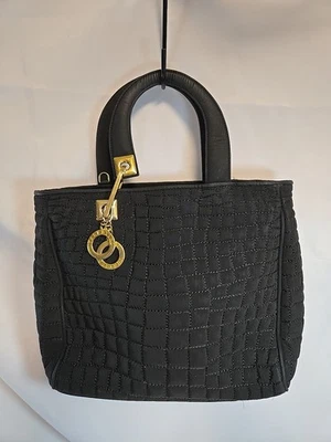 Valentino Orlandi Black Quilt Top Handle Tote Bag Satchel - Image 1 of 4
