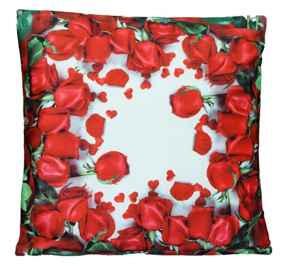 Kissenhülle 40x40 Kissenbezug Dekokissen Kissen Sofakissen Sommer Liebe Rose Rot - Bild 1 von 2