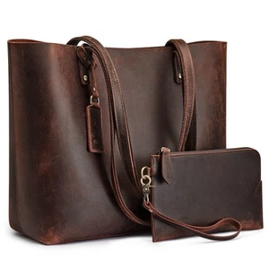 Leather Totes for Women Shoulder Bag Top Handle Satchel Purse Set 3pcs 3-in-1 - Picture 1 of 7