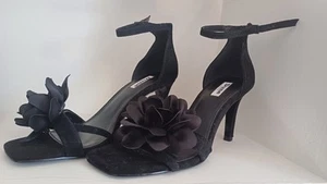 New Unworn Dune Black Suede Square Toe Strappy Sandals Size 40 (UK 7) - Picture 1 of 4