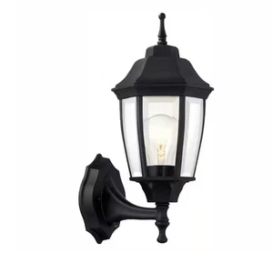 1-Light Black Dusk-to-Dawn Outdoor Wall Lantern Sconce Light Black Finish - Picture 1 of 6