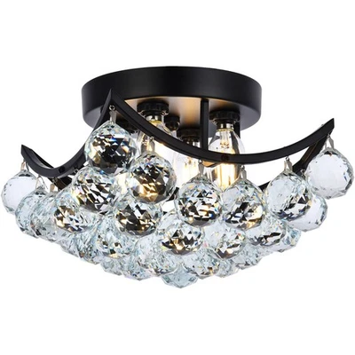 Elegant Lighting V9800F10BK/RC Corona Flush Mount Black and Clear - Image 1 of 4
