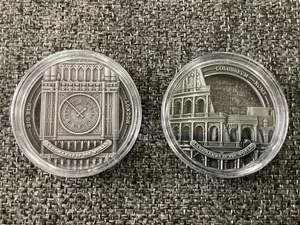 2022 50c Landmarks of the world Big Ben & Colosseum Coins, Uncirculated Cased. - Bild 1 von 2