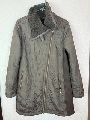 Женская куртка prana средний размер черная шерпа с подкладкой асимметричная молния стеганые карманы - Изображение 1 из 4