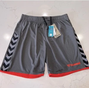 Pantalones Cortos de Fútbol Hummel Auténticos Poli Fútbol EU S US XS NUEVOS CON ETIQUETAS Gris Naranja Para Hombre - Imagen 1 de 11