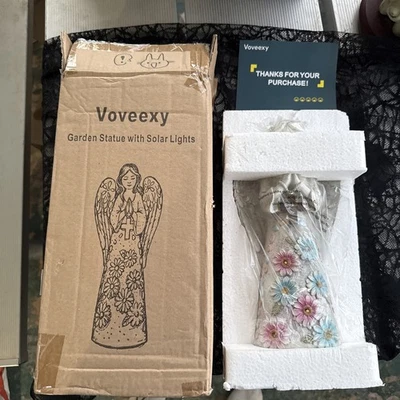 Angel Garden Figurine Outdoor Statue, Solar Garden Sculpture with 7 LEDs Welcome - Image 1 of 4