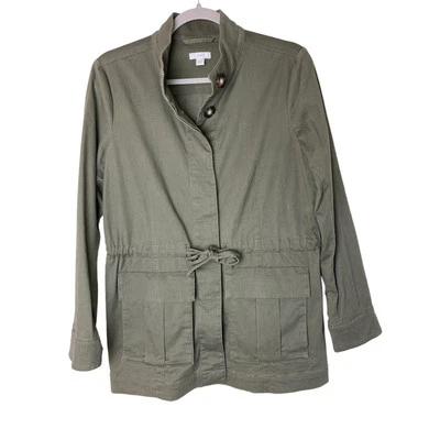 Chaqueta de Campo J.Jill Talla XS Verde Ejército Bolsillos de Carga Cordón Ligera Foto 1 de 4