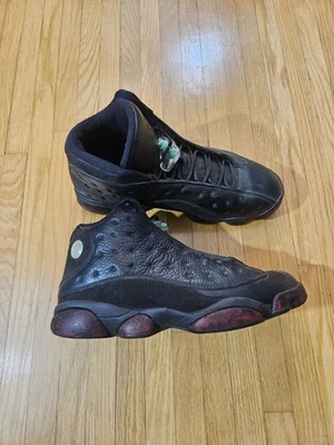 RARO🔥 Talla 12 - Nike Air Jordan 13 Retro Dirty Bred 2014 Suela Pintada Negra Hombres Foto 1 de 4