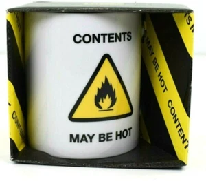 Contents May Be Hot Ceramic Standard Size Coffee Mug With Handle New - Picture 1 of 4