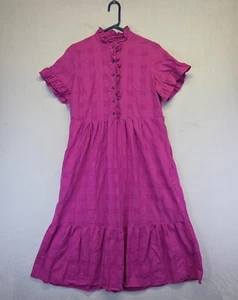 Who Wear What Dress Womens M Gingham Check Prairie Victorian Cottagecore Flowy - Picture 1 of 13