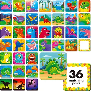 Hebayy Memory Matching Game, 72 PCS Dinosaurs Matching Cards for Toddlers 36 Pai - Picture 1 of 12