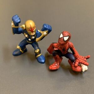 2PCS Playskool Marvel Super Heroes Spider Man w/Lamppost & Nova Squad Figures 