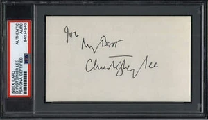 Christopher Lee Dracula Lord of the Rings LOTR Signed Auto 3x5 Card PSA/DNA - Picture 1 of 1