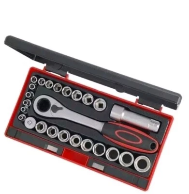 25PC GO THROUGH RATCHET SOCKET SET 10-19MM HOLLOW WRENCH - CT1717 - Image 1 of 3