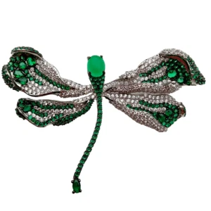 Broche libélula pavé circonita cúbica 72x52 mm accesorio de regalo ramillete para mujer - Imagen 1 de 6
