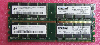 1GB (2x512MB) Crucial CT6464Z40B.16TG2 DDR1 PC-3200 DDR-400 CL3 Ram - Image 1 of 4
