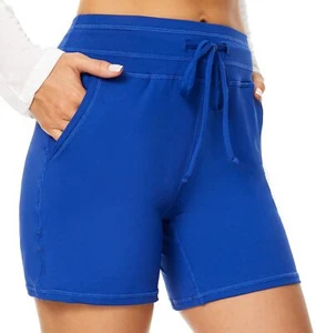 Women's Workout Hiking Shorts Running Athletic Gym Shorts with Pockets Sapphi... - Picture 1 of 6