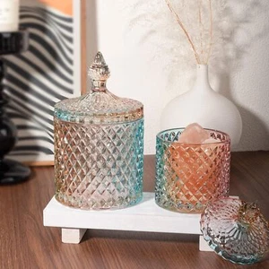 2 Pack Qtip Holder Glass Bathroom Accessories Vanity Organizers Makeup Storage - Picture 1 of 8