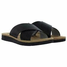 IZOD Women's Size 7.5 Alyssa Black Slip on Sandal Crisscross Strap 1378112