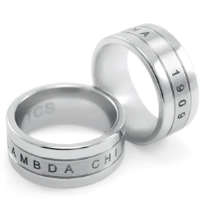 Lambda Chi Alpha Fraternity Tungsten Ring with Founding Date 1909 - Picture 1 of 2
