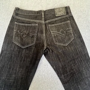 VINTAGE Ecko Unltd Jeans 32 x 32 Black Gray Straight Fit Y2K 90s Denim - Picture 1 of 21