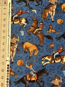 Wrangler’s Ranch Horses Cowboys SSI Cotton Fabric 1/2 Yard New - Picture 1 of 3