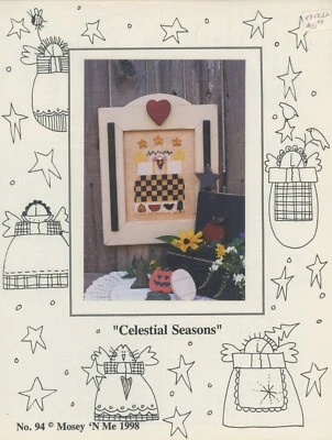 Mosey N Me Celestial Seasons Folk Art Angel Counted Cross Stitch Pattern - Image 1 of 2