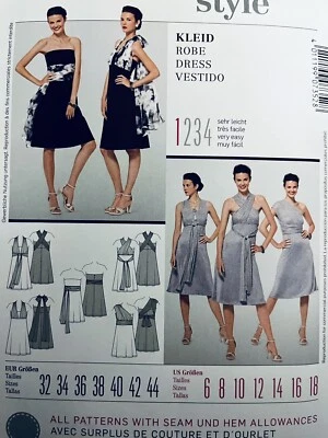 Burda Style 7352 Misses' Strapless Dress w/ Draped Element 2 Change Look SZ 6-18 - Image 1 of 4