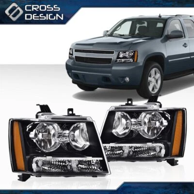 Fit For 2007-2014 Chevy Avalanche/Suburban/Tahoe Headlights HeadLamps LH RH Side - Image 1 of 4