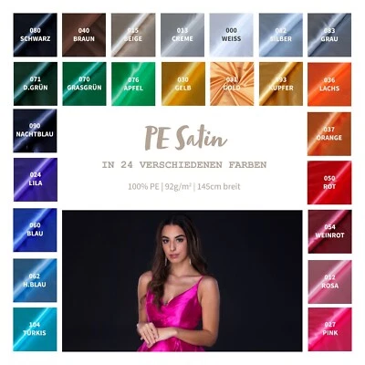 Polyester Satin Meterware - Futterstoff - Faschingsseide -  ** 50 cm x 145 cm ** - Bild 1 von 4
