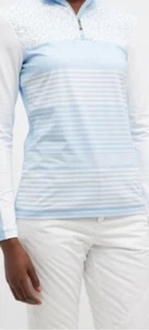 BOGNER Women’s Blue Long Sleeve Golf Shirt Gitti Leopard Quarter Zip Pullover - Picture 1 of 13