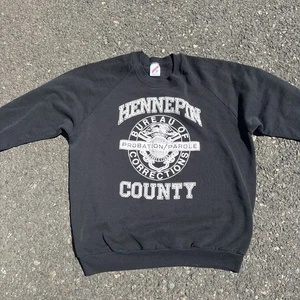 VINTAGE VTG Hennepin Bureau Of Probation Correction Country Jail Crewneck USA XL - Picture 1 of 7