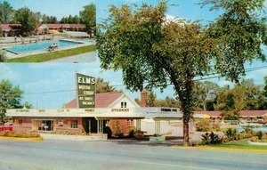 Vintage Elms Motor Lodge Flint MI Photochrome Postcard Motel Pool - Picture 1 of 2