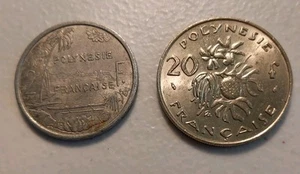Französisch Polynesien 2 und 20 Francs Münzen 1975 - Bild 1 von 2