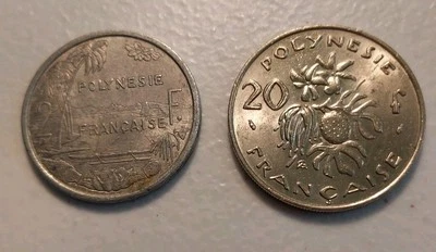 French Polynesia 2 and 20 Francs Coins 1975 - Image 1 of 2